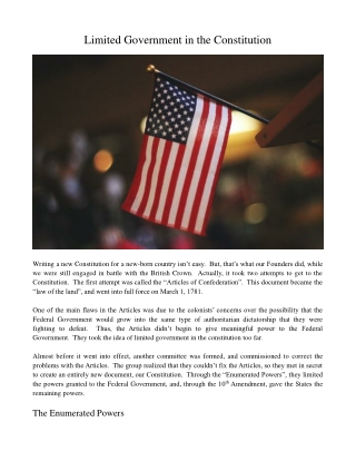 Limited Government in the Constitution