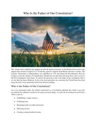 Who Is the Father of Our Constitution?