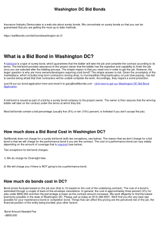 Washington DC Bid Bonds