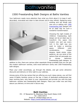 1500 Freestanding Bath Designs at Baths Vanities