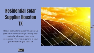 Residential Solar Supplier Houston TX