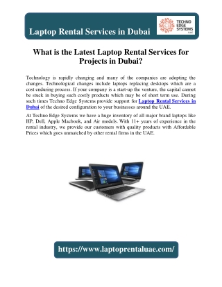What is the Latest Laptop Rental Services for Projects in Dubai?