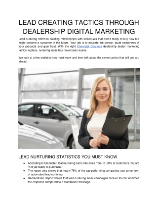 LEAD CREATING TACTICS THROUGH DEALERSHIP DIGITAL MARKETING