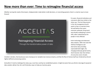 Now more than ever: Time to reimagine financial access