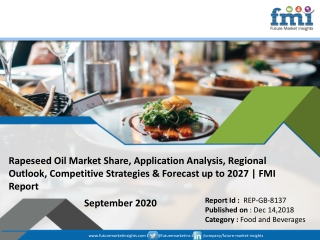 Rapeseed Oil Market Is New Business Opportunities and Investment Research Report 2027 | FMI