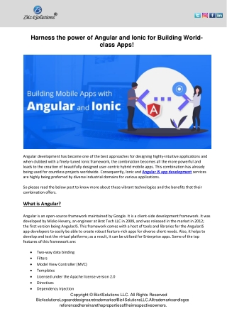 Benefits of Angular and Ionic technologies for developing mobile apps.