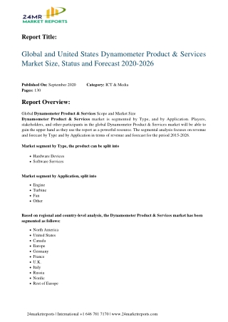 Dynamometer Product & Services Market Size, Status and Forecast 2020-2026