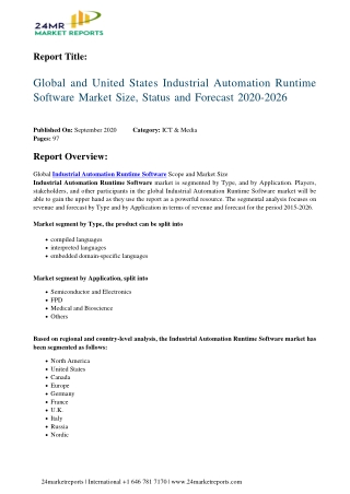 Industrial Automation Runtime Software Market Size, Status and Forecast 2020-2026