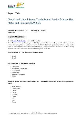 Coach Rental Service Market Size, Status and Forecast 2020-2026