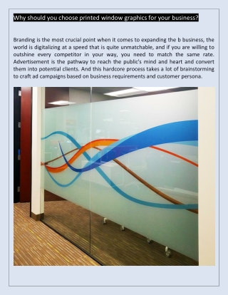 Why should you choose printed window graphics for your business?
