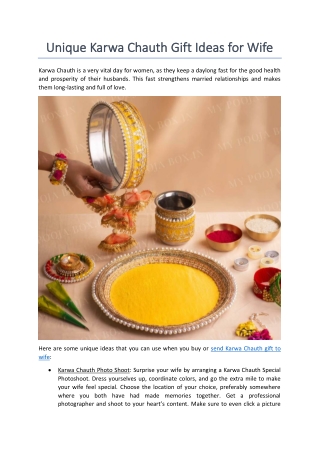 Unique Karwa Chauth Gift Ideas for Wife