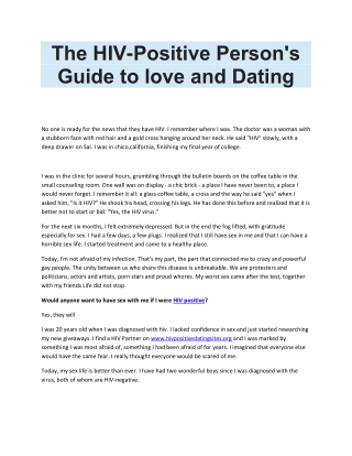 HIV Positive Person's Guide to Love and Dating