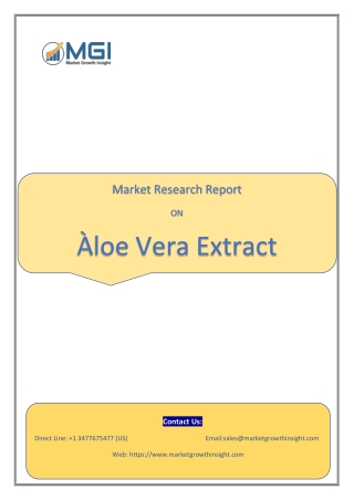 Demand Supply Scenario of Aloe Vera S to Remain in Equilibrium During the Forecast Period