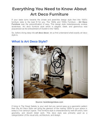 Everything You Need to Know About Art Deco Furniture