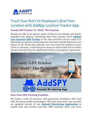 Track Your Kid’s Or Employee’s Real Time Location with AddSpy Location Tracker App.