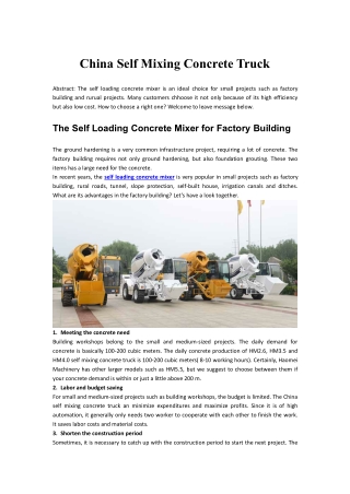 China Self Mixing Concrete Truck