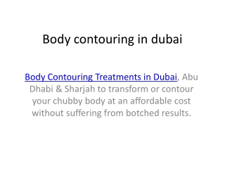 Body Contouring Treatment in Dubai