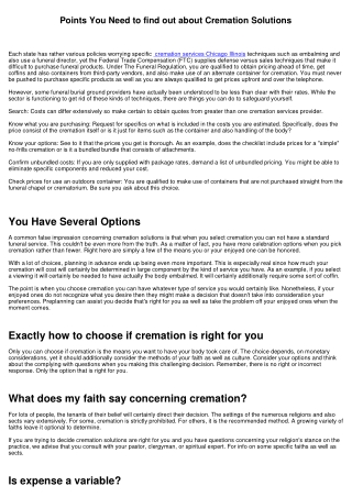 Things You Need to learn about Cremation Solutions