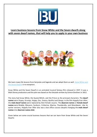 Five business lessons learned from Snow White and the Seven Dwarfs