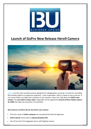 Launch of GoPro New Release Hero9 Camera