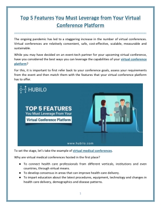 Top 5 Features You Must Leverage from Your Virtual Conference Platform