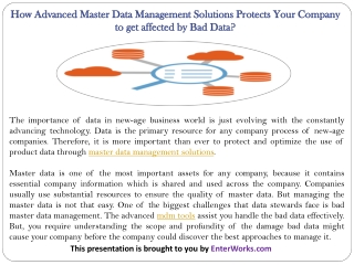 How Advanced Master Data Management Solutions Protects Your Company to get affected by Bad Data?