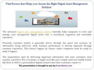 Vital Factors that Helps you choose the Right Digital Asset Management Solution