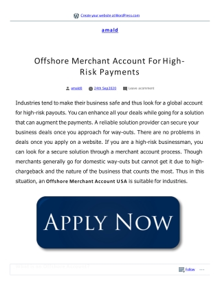 Offshore Merchant Account For High-Risk Payments