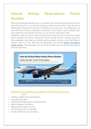 InterJet Airlines Reservations Phone Number