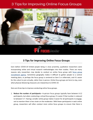 3 Tips for Improving Online Focus Groups