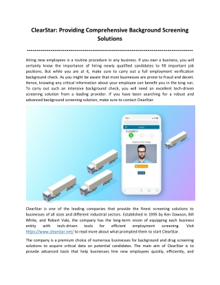 ClearStar: Providing Comprehensive Background Screening Solutions