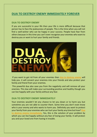 Dua To Destroy Enemy Immediately Forever