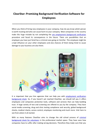 ClearStar: Promising Background Verification Software for Employees