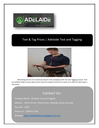 Test and Tagging Equipment at Adelaidetestandtagging.com.au