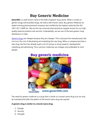 Buy Generic Medicine