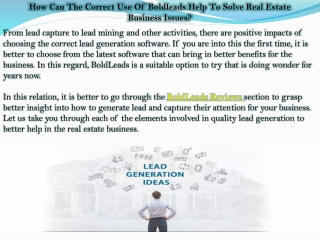 How Can The Correct Use Of Boldleads Help To Solve Real Estate Business Issues?