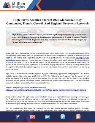 High Purity Alumina Market 2025 Size, Share, Classification, Application and Industry Chain Overview