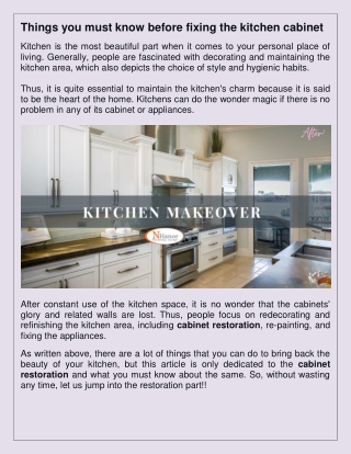 Things you must know before fixing the kitchen cabinet
