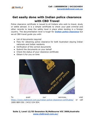 Get easily done with Indian police clearance with CBD Travel