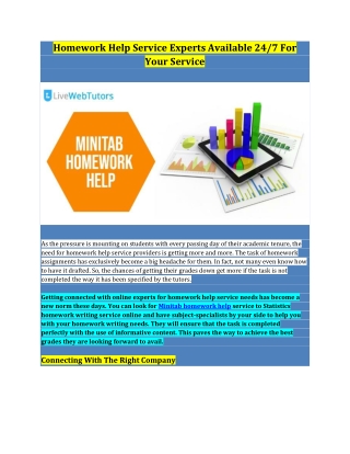 Homework Help Service Experts Available 24/7 For Your Service