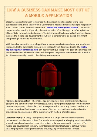 How A Business Can Make Most Out Of A Mobile Application