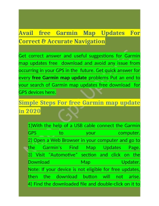 call  44 -800-368-9412 free garmin map update