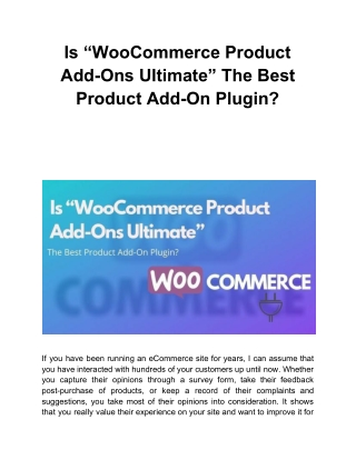 Is “WooCommerce Product Add-Ons Ultimate” The Best Product Add-On Plugin?
