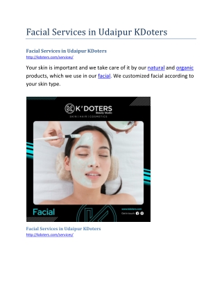 Facial Services in Udaipur KDoters