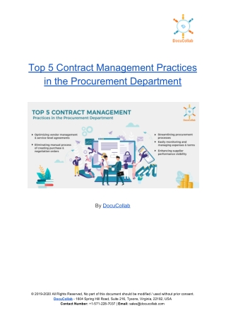 Top 5 Contract Management Practices in the Procurement Department