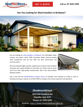 Are You Looking for Shed Installers in Brisbane?