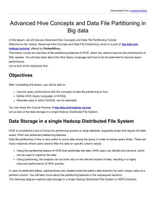 Advanced Hive Concepts and Data File Partitioning in Big data