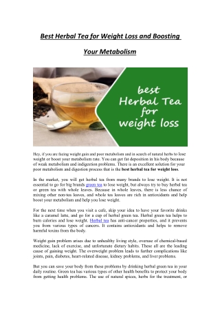 Best Herbal Tea for Weight Loss and Boosting Your Metabolism