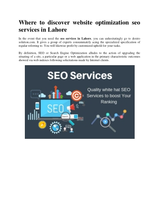 Where to discover website optimization seo services in Lahore