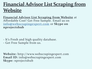 Financial Advisor List Scraping from Website